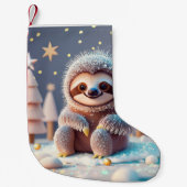 Het winterwonderland van Snowy Sloth Kleine Kerstsok (Voorkant)