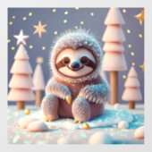 Het winterwonderland van Snowy Sloth Raamsticker (Vel)