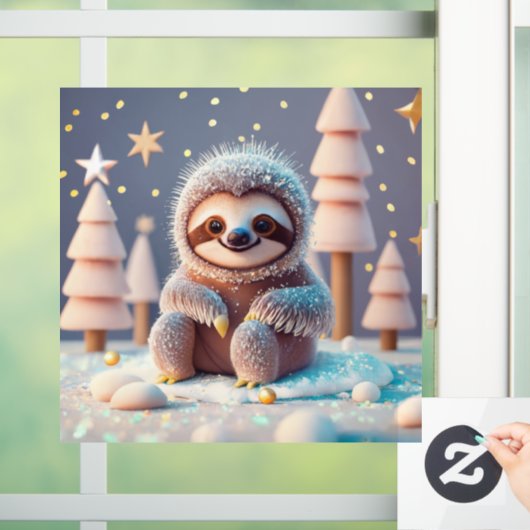 Het winterwonderland van Snowy Sloth Raamsticker (Huis)