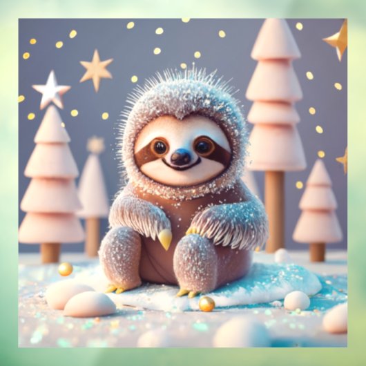 Het winterwonderland van Snowy Sloth Raamsticker (Vel 3)