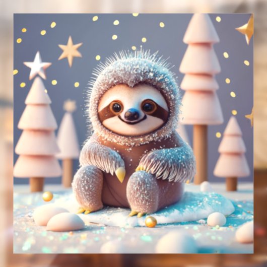 Het winterwonderland van Snowy Sloth Raamsticker (Vel 2)