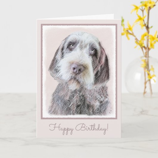 Het Wirehaired Richtende Schilderen Griffon - het Kaart (Gele Bloem)