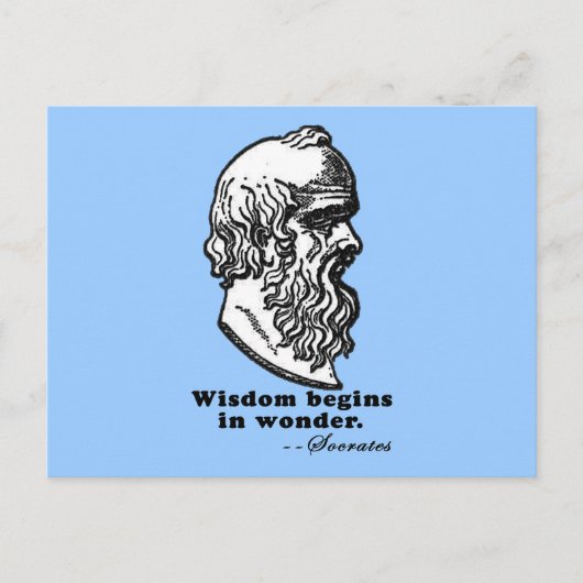Het Wisdom begint met het Wonder Socrates Citaat-s Briefkaart (Voorkant)