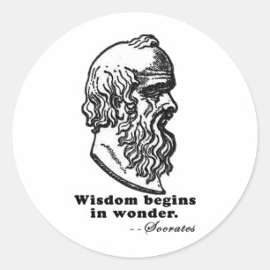 Het Wisdom begint met het Wonder Socrates Citaat-s Ronde Sticker