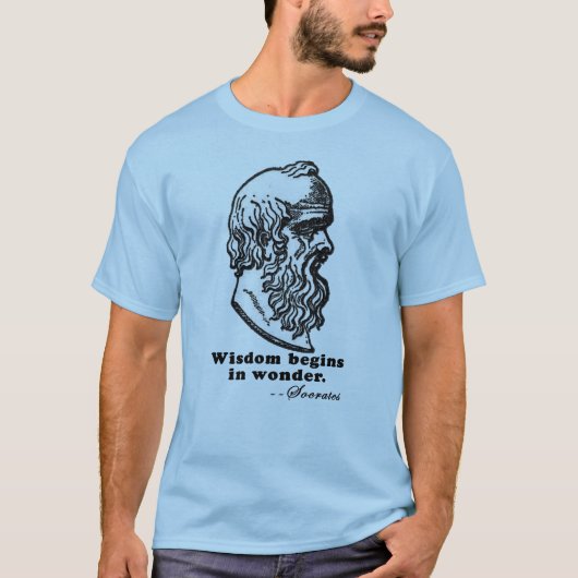 Het Wisdom begint met het Wonder Socrates Citaat-s T-shirt (Voorkant)