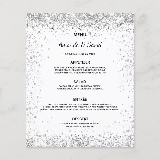 Het Wit-menu van de bruiloft sparkles budget Flyer (Voorkant)