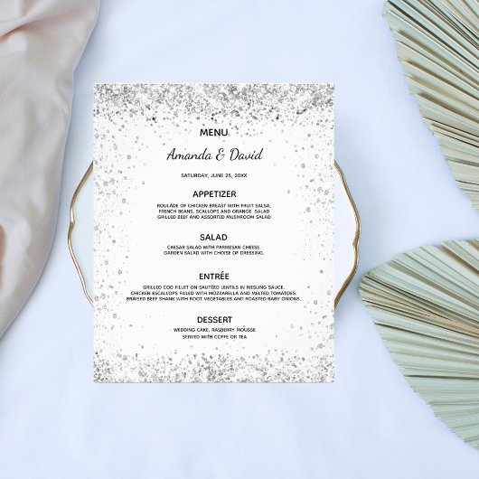 Het Wit-menu van de bruiloft sparkles budget Flyer