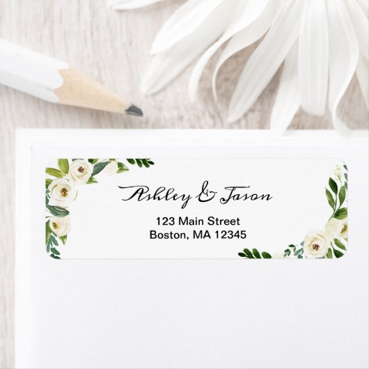 Het Wit van de waterverf Adres van de FlowerTerugk Etiket (Insitu)