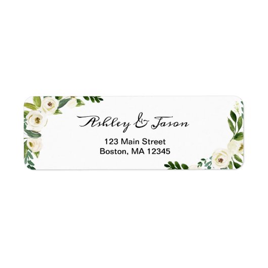 Het Wit van de waterverf Adres van de FlowerTerugk Etiket (Voorkant)