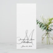 Het Wit van het Linnen van het Monogram van het Programmakaart (Staand voorkant)