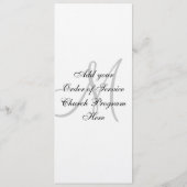 Het Wit van het Linnen van het Monogram van het Programmakaart (Achterkant)