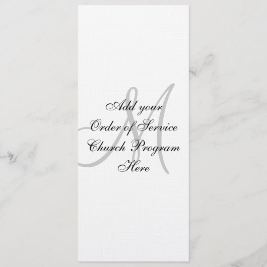 Het Wit van het Linnen van het Monogram van het Programmakaart (Achterkant)
