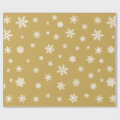 Het Wit van het Patroon van sneeuwvlokken op Goud Cadeaupapier (Vlak)