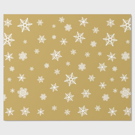 Het Wit van het Patroon van sneeuwvlokken op Goud Cadeaupapier (Vlak)