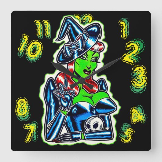 Het Witching Uour Vierkante Klok (Voorkant)