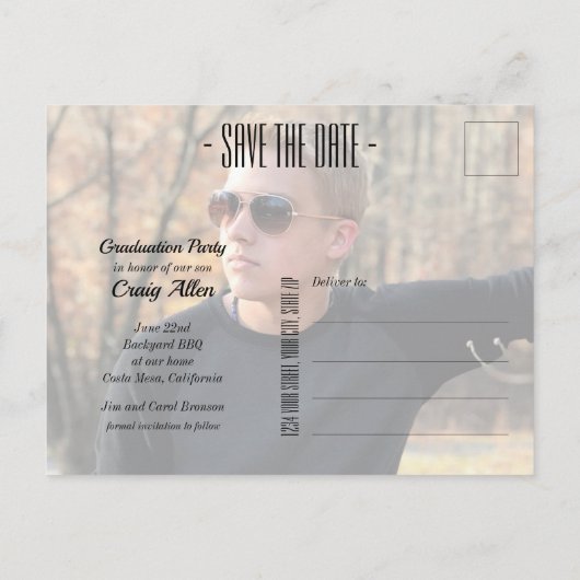 Het witte Afstuderen van de Foto van de Bekleding  Briefkaart (Achterkant)