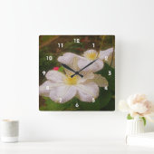 Het witte Art. van de Bloem van Clematissen Vierkante Klok (Huis)