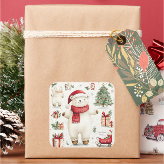 Het witte beer Santa sticker