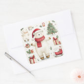 Het witte beer Santa sticker (Envelop)