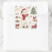 Het witte beer Santa sticker (Tas)