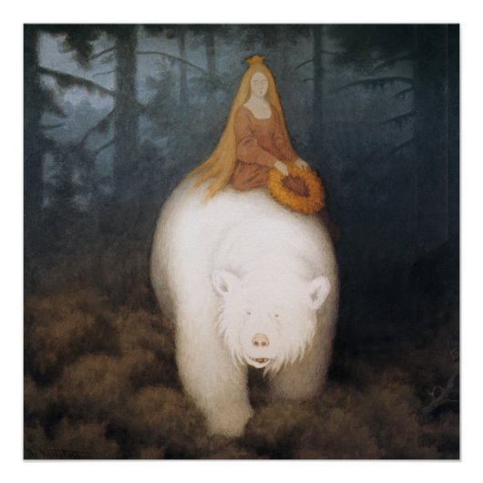"Het witte Beer" van Theodor Kittelsen Perfect Poster (Voorkant)