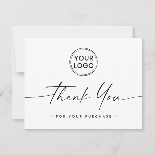 Het witte elegante manuscript van de logo dank u k bedankkaart (Voorkant)