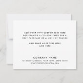 Het witte elegante manuscript van de logo dank u k bedankkaart (Achterkant)