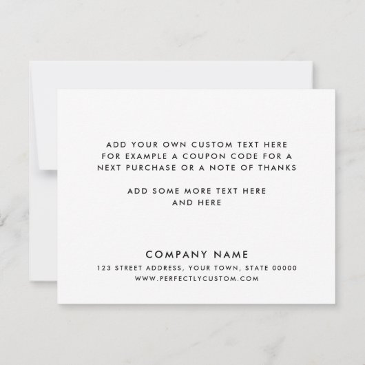 Het witte elegante manuscript van de logo dank u k bedankkaart (Achterkant)