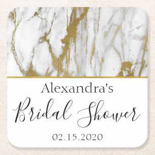 Het Witte en Gouden Elegante Marmer van het Kartonnen Onderzetters