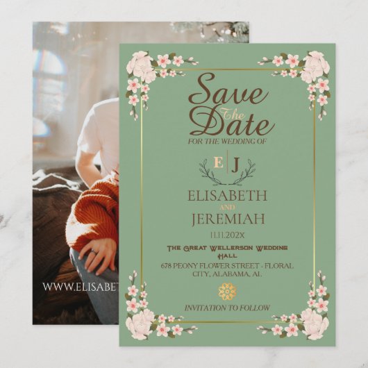 Het Witte Florale Berichten van het Manuscript van Kaart (Voorkant / Achterkant)