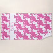 Het witte Gepersonaliseerde Roze van het Patroon Strandlaken (Voorkant)