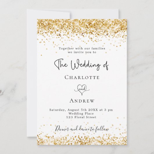 Het witte goudhandschrift van het huwelijk elegant kaart (Voorkant)