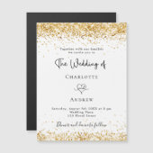 Het witte goudhandschrift van het huwelijk elegant magnetische uitnodiging (Voorkant / Achterkant)