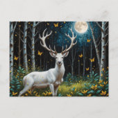 Het witte hert in een maanverlicht bos briefkaart (Voorkant)