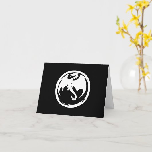 Het witte (horizontale) wenskaart van de Draak Kaart (Gele Bloem)