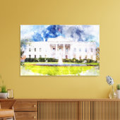 Het Witte Huis in Washington DC Aquarel Canvas Afdruk (Insitu (Woonkamer))
