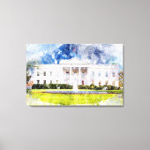 Het Witte Huis in Washington DC Aquarel Canvas Afdruk (Voorkant)