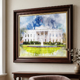 Het Witte Huis in Washington DC Aquarel Foto Afdruk