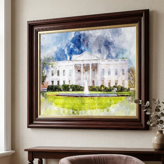 Het Witte Huis in Washington DC Aquarel Foto Afdruk