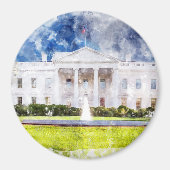Het Witte Huis in Washington DC Aquarel Magneet (Voorkant)