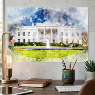 Het Witte Huis in Washington DC Aquarel Poster