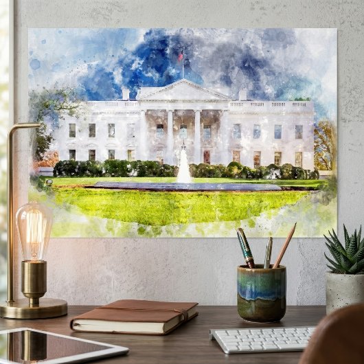 Het Witte Huis in Washington DC Aquarel Poster