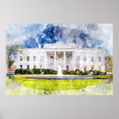 Het Witte Huis in Washington DC Aquarel Poster (Voorkant)