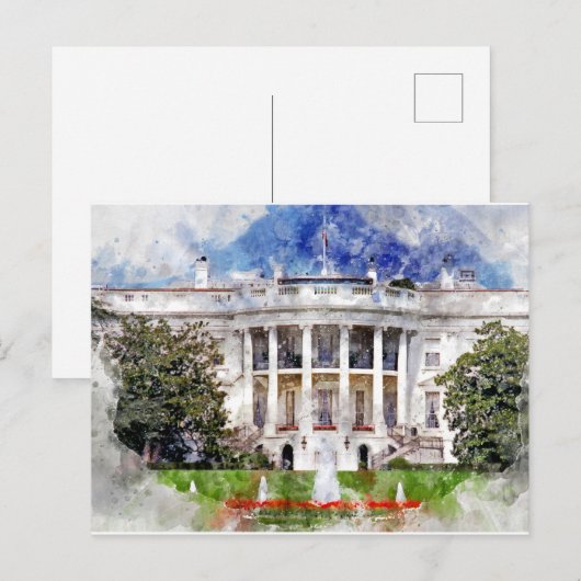 Het Witte Huis in Washington DC in Waterverf Briefkaart (Voorkant / Achterkant)