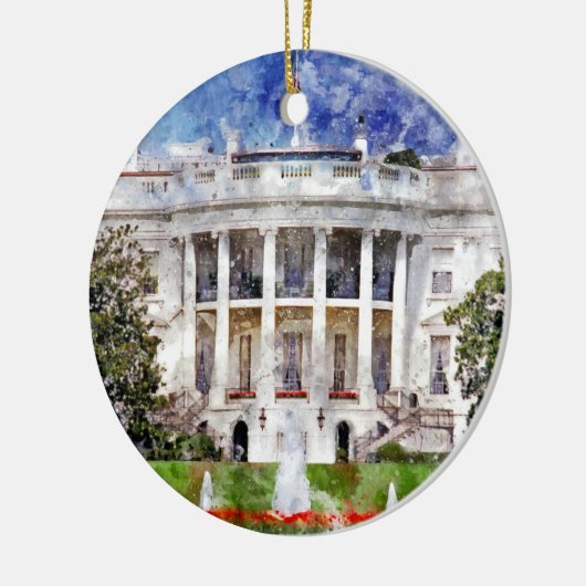 Het Witte Huis in Washington DC in Waterverf Keramisch Ornament (Links)
