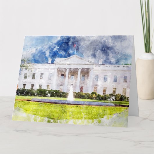 Het Witte Huis in Washington DC Waterverf Bedankkaart (Voorkant)