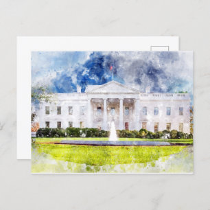Het Witte Huis in Washington DC Waterverf Briefkaart