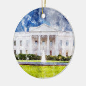 Het Witte Huis in Washington DC Waterverf Keramisch Ornament (Links)
