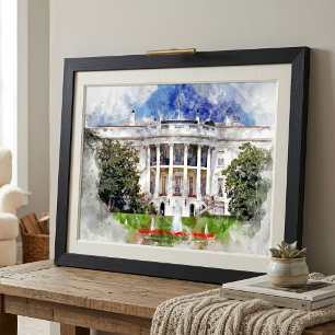 Het Witte Huis in Washington DC – Zuidelijke gevel Foto Afdruk