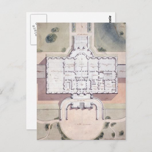 Het Witte Huis President Washington D.C. Plan Briefkaart (Voorkant / Achterkant)